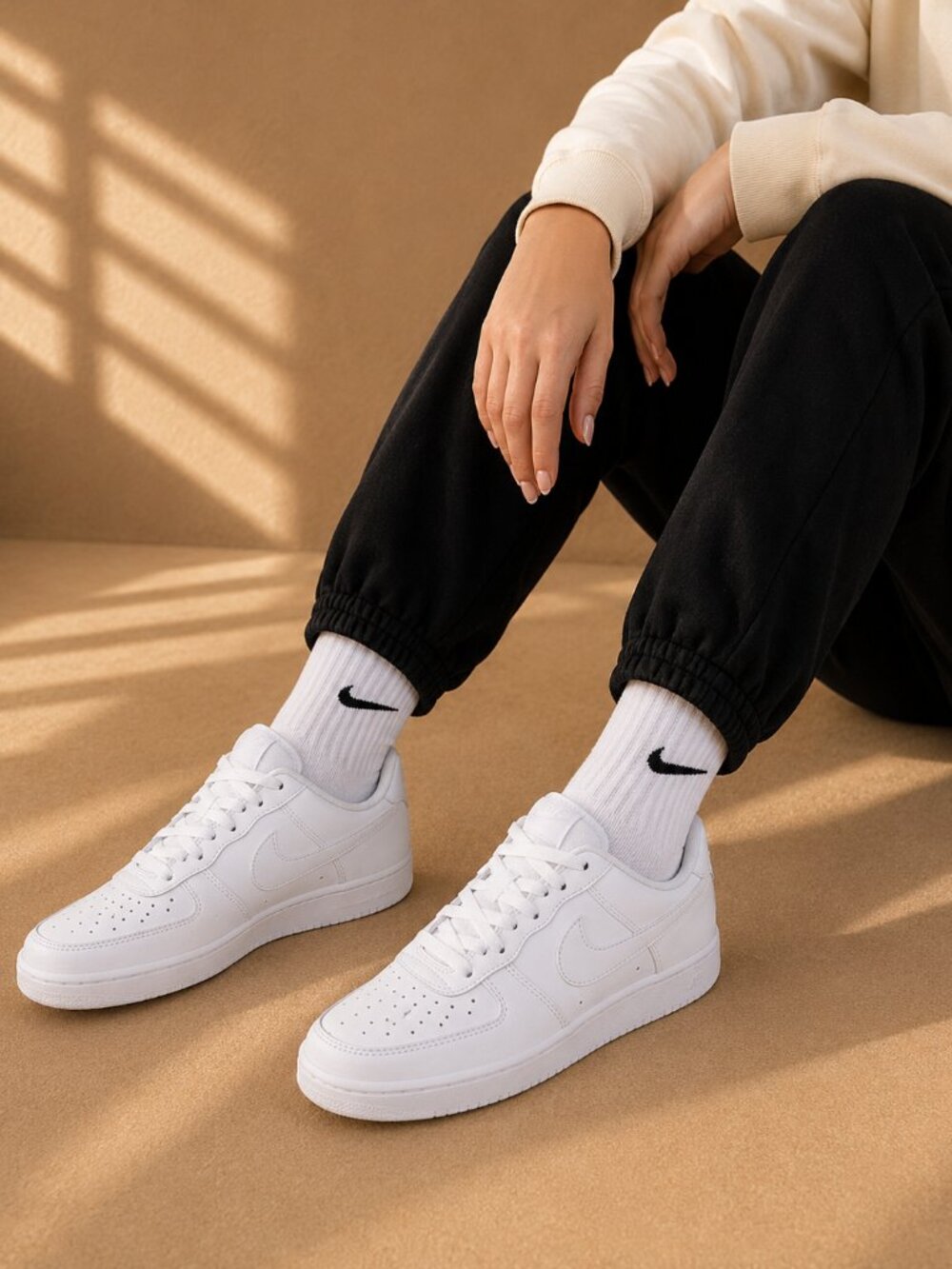 Nike Court Vision Low Triple White – Classic Sneakers (Women’s 9)